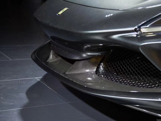 Ferrari F8 Tributo & Spider 2020 2021 2022 2023 with Aftermarket Parts - M Style Top Front Lip Carbon Fiber / FRP from Aero Republic