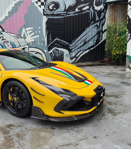 F8 Tributo & Spider 2020 2021 2022 2023 with Aftermarket Parts - M Style Under Front Lip Carbon Fiber / FRP from Aero Republic