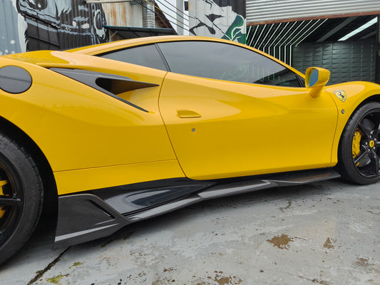 F8 Tributo & Spider 2020 2021 2022 2023 with Aftermarket Parts - M Style Side Skirts Carbon Fiber / FRP from Aero Republic