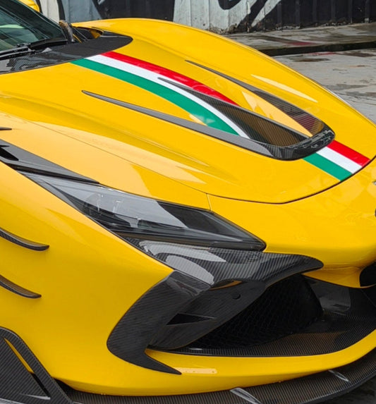 Ferrari F8 Tributo & Spider 2020 2021 2022 2023 with Aftermarket Parts - M Style Front Intake Vent Carbon Fiber from Aero Republic