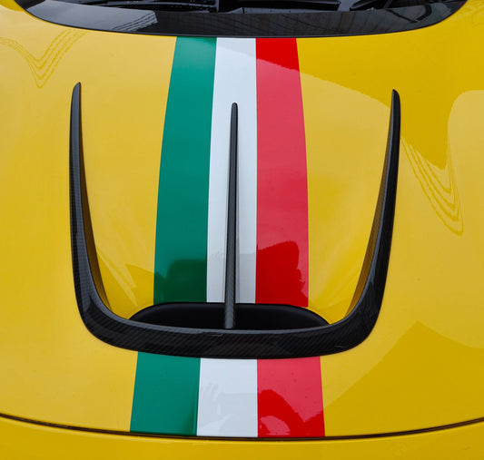 Ferrari F8 Tributo & Spider 2020 2021 2022 2023 with Aftermarket Parts - M Style Hood Vent Trim Pre-preg Carbon Fiber from Aero Republic