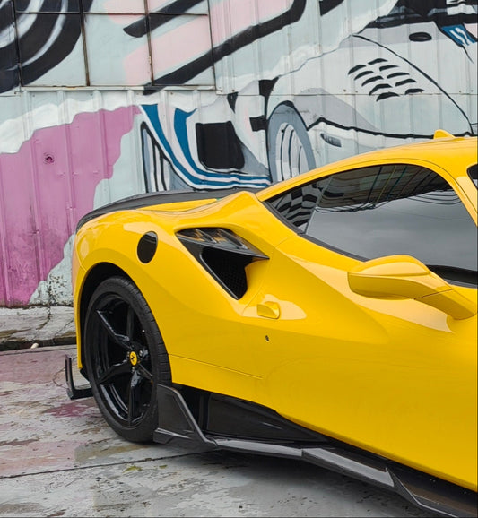 Ferrari F8 Tributo & Spider 2020 2021 2022 2023 with Aftermarket Parts - M Style Side Vent Trim Carbon Fiber from Aero Republic