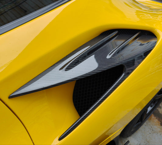 Ferrari F8 Tributo & Spider 2020 2021 2022 2023 with Aftermarket Parts - M Style Side Vent Trim Carbon Fiber from Aero Republic
