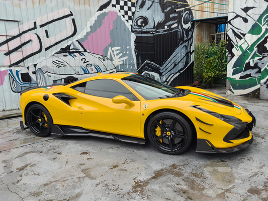 Ferrari F8 Tributo & Spider 2020 2021 2022 2023 with Aftermarket Parts - M Style Side Vent Trim Carbon Fiber from Aero Republic