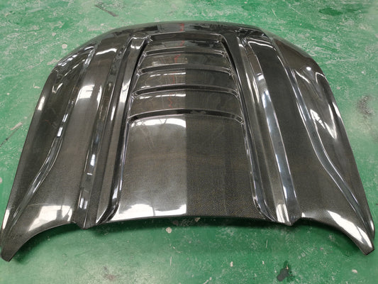 Ford Mustang Ecoboost V6 GT March1 Bullitt S550.2 2018 2019 2020 2021 2022 2023 with Aftermarket Parts - V4 Hood Carbon Fiber/FRP from Aero Republic