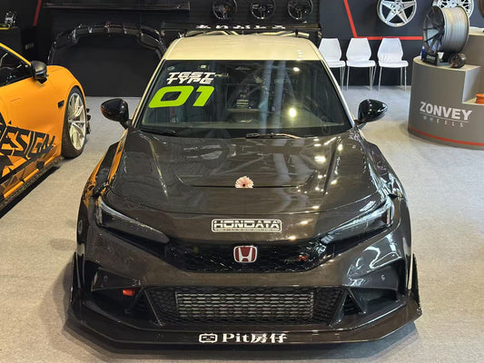 Honda Civic Type-R FL5 2023-ON with Aftermarket Parts - Time Attack Front Lip Splitter Carbon Fiber from Aero Republic