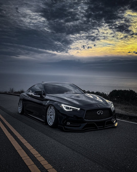 Infiniti Q60 Red Sport 400 Premium Luxe Sport Pure 2017 2018 2019 2020 2021 2022 with Aftermarket Parts - GTS Hood Carbon Fiber from Aero Republic