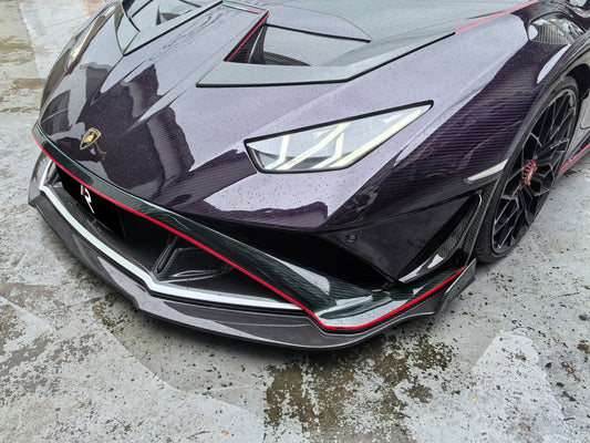 Lamborghini Huracan STO 2021 2022 2023 2024 with Aftermarket Parts - Vor Style Front Lip Pre-preg Carbon Fiber / FRP from Aero Republic