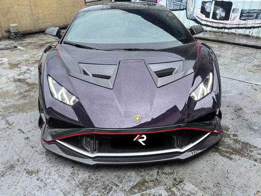 Lamborghini Huracan STO 2021 2022 2023 2024 with Aftermarket Parts - Vor Style Front Lip Pre-preg Carbon Fiber / FRP from Aero Republic