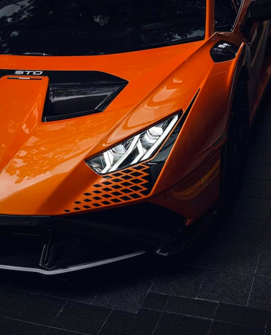 Lamborghini Huracan STO 2021 2022 2023 2024 with Aftermarket Parts - 1:1 Clamshell Replacement Front Bumper Hood Pre-preg Carbon Fiber / FRP from Aero Republic
