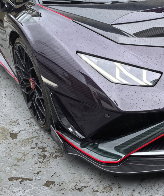 Lamborghini Huracan STO 2021 2022 2023 2024 with Aftermarket Parts - Vor Style Front Canards Pre-preg Carbon Fiber / FRP from Aero Republic