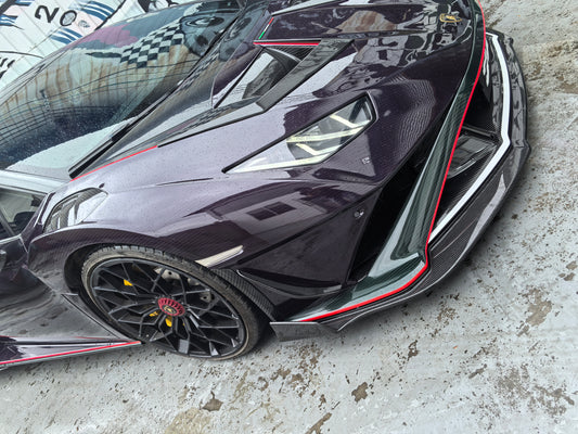 Lamborghini Huracan STO 2021 2022 2023 2024 with Aftermarket Parts - Vor Style Front Canards Pre-preg Carbon Fiber / FRP from Aero Republic