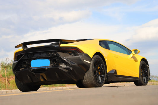 Lamborghini Huracan Tecnica Performante Evo 2015 2016 2017 2018 2019 2020 2021 2022 2023 2024 with Aftermarket Parts - Tecnica Style Rear Bumper & Diffuser Dry Pre-preg Carbon Fiber from Aero Republic