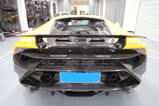 Lamborghini Huracan Tecnica Performante Evo 2015 2016 2017 2018 2019 2020 2021 2022 2023 2024 with Aftermarket Parts - Tecnica Style Rear Bumper & Diffuser Dry Pre-preg Carbon Fiber from Aero Republic
