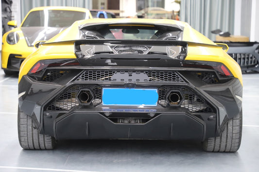 Lamborghini Huracan Tecnica Performante Evo 2015 2016 2017 2018 2019 2020 2021 2022 2023 2024 with Aftermarket Parts - Tecnica Style Rear Bumper & Diffuser Dry Pre-preg Carbon Fiber from Aero Republic