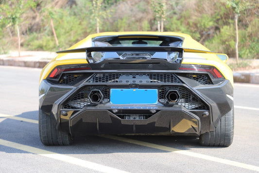 Lamborghini Huracan Tecnica Performante Evo 2015 2016 2017 2018 2019 2020 2021 2022 2023 2024 with Aftermarket Parts - Tecnica Style Rear Bumper & Diffuser Dry Pre-preg Carbon Fiber from Aero Republic