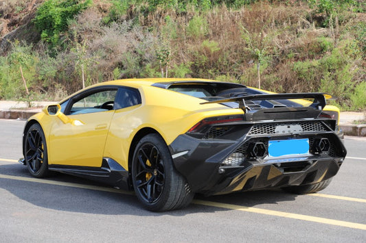 Lamborghini Huracan Tecnica Performante Evo 2015 2016 2017 2018 2019 2020 2021 2022 2023 2024 with Aftermarket Parts - Tecnica Style Rear Bumper & Diffuser Dry Pre-preg Carbon Fiber from Aero Republic