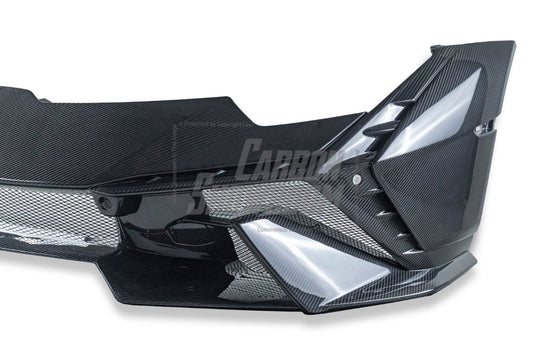 Lamborghini Huracan Tecnica Performante Evo LP610 LP580 2015 2016 2017 2018 2019 2020 2021 2022 2023 2024 with Aftermarket Parts - Tecnica Style Front Bumper Dry Pre-preg Carbon Fiber from Aero Republic