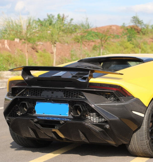 Lamborghini Huracan Tecnica Performante Evo LP610 LP580 2015 2016 2017 2018 2019 2020 2021 2022 2023 2024 with Aftermarket Parts - Tecnica Style Rear Wing Dry Pre-preg Carbon Fiber from Aero Republic