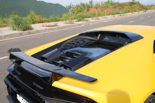 Lamborghini Huracan Tecnica Performante Evo LP610 LP580 2015 2016 2017 2018 2019 2020 2021 2022 2023 2024 with Aftermarket Parts - Tecnica Style Rear Wing Dry Pre-preg Carbon Fiber from Aero Republic