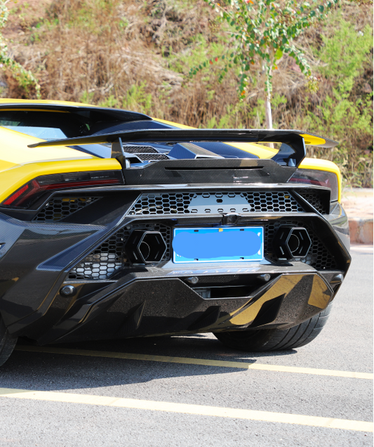 Lamborghini Huracan Tecnica Performante Evo LP610 LP580 2015 2016 2017 2018 2019 2020 2021 2022 2023 2024 with Aftermarket Parts - Tecnica Style Rear Wing Dry Pre-preg Carbon Fiber from Aero Republic