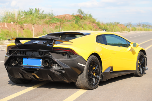 Lamborghini Huracan Tecnica Performante Evo LP610 LP580 2015 2016 2017 2018 2019 2020 2021 2022 2023 2024 with Aftermarket Parts - Tecnica Style Rear Wing Dry Pre-preg Carbon Fiber from Aero Republic