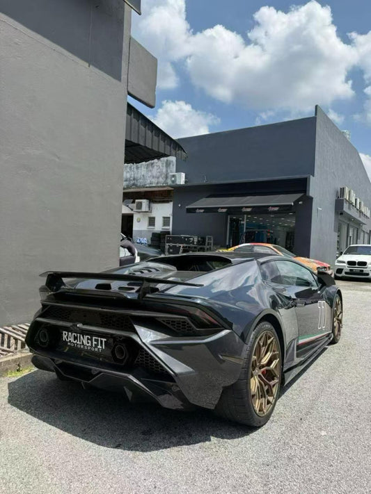 Lamborghini Huracan Tecnica Performante Evo LP610 LP580 2015 2016 2017 2018 2019 2020 2021 2022 2023 2024 with Aftermarket Parts - Tecnica Style Engine Hatch Dry Pre-preg Carbon Fiber from Aero Republic