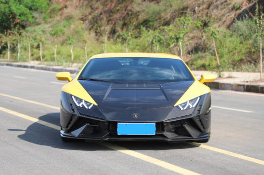 Lamborghini Huracan Tecnica Performante Evo LP610 LP580 2015 2016 2017 2018 2019 2020 2021 2022 2023 2024 with Aftermarket Parts - Tecnica Style Front Bumper Dry Pre-preg Carbon Fiber from Aero Republic
