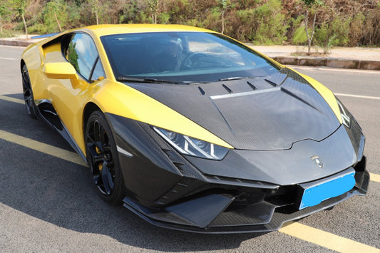 Lamborghini Huracan Tecnica Performante Evo LP610 LP580 2015 2016 2017 2018 2019 2020 2021 2022 2023 2024 with Aftermarket Parts - Tecnica Style Front Bumper Dry Pre-preg Carbon Fiber from Aero Republic