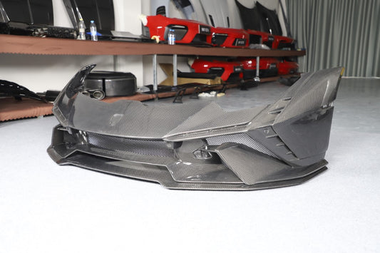 Lamborghini Huracan Tecnica Performante Evo LP610 LP580 2015 2016 2017 2018 2019 2020 2021 2022 2023 2024 with Aftermarket Parts - Tecnica Style Front Bumper Dry Pre-preg Carbon Fiber from Aero Republic
