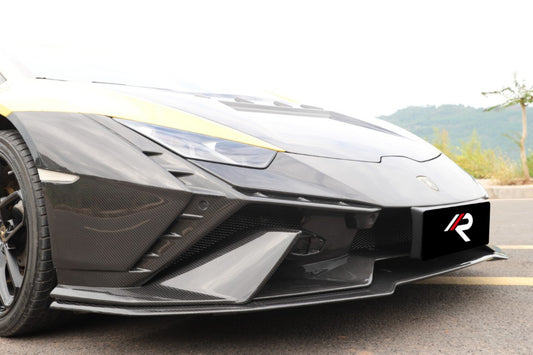 Aero Republic Tecnica Style Front Bumper for Lamborghini Huracan Tecnica Performante Evo LP610 LP580 2015-2024 Dry Pre-preg Carbon Fiber