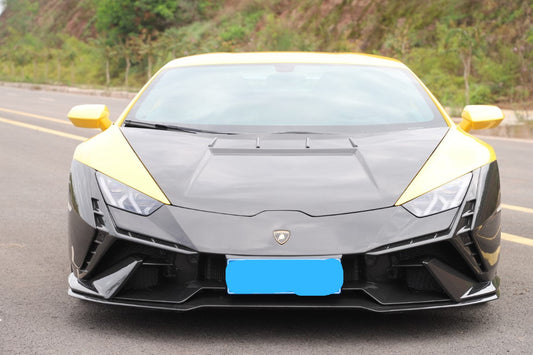Lamborghini Huracan Tecnica Performante Evo LP610 LP580 2015 2016 2017 2018 2019 2020 2021 2022 2023 2024 with Aftermarket Parts - Tecnica Style Front Bumper Dry Pre-preg Carbon Fiber from Aero Republic