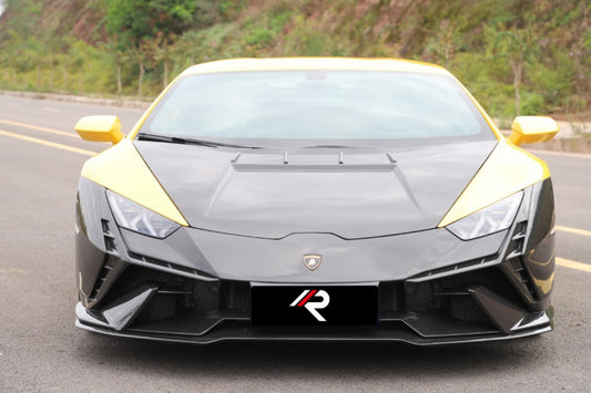 Lamborghini Huracan Tecnica Performante Evo LP610 LP580 2015 2016 2017 2018 2019 2020 2021 2022 2023 2024 with Aftermarket Parts - Tecnica Style Front Bumper Dry Pre-preg Carbon Fiber from Aero Republic