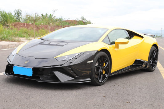 Lamborghini Huracan Tecnica Performante Evo LP610 LP580 2015 2016 2017 2018 2019 2020 2021 2022 2023 2024 with Aftermarket Parts - Tecnica Style Front Bumper Dry Pre-preg Carbon Fiber from Aero Republic