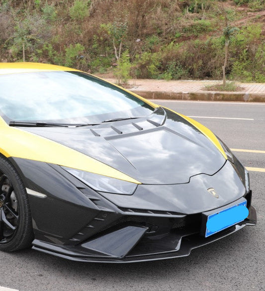 Lamborghini Huracan Tecnica Performante Evo LP610 LP580 2015 2016 2017 2018 2019 2020 2021 2022 2023 2024 with Aftermarket Parts - Tecnica Style Front Bumper Dry Pre-preg Carbon Fiber from Aero Republic