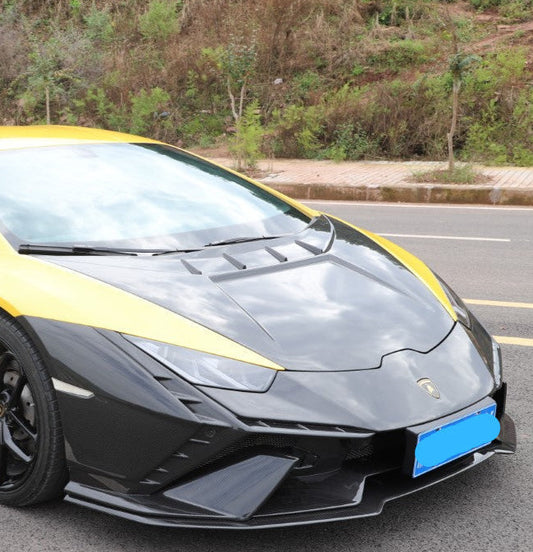 Lamborghini Huracan Tecnica Performante Evo LP610 LP580 2015 2016 2017 2018 2019 2020 2021 2022 2023 2024 with Aftermarket Parts - Tecnica Style Front Bumper Dry Pre-preg Carbon Fiber from Aero Republic