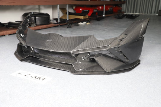 Lamborghini Huracan Tecnica Performante Evo LP610 LP580 2015 2016 2017 2018 2019 2020 2021 2022 2023 2024 with Aftermarket Parts - Tecnica Style Front Bumper Dry Pre-preg Carbon Fiber from Aero Republic