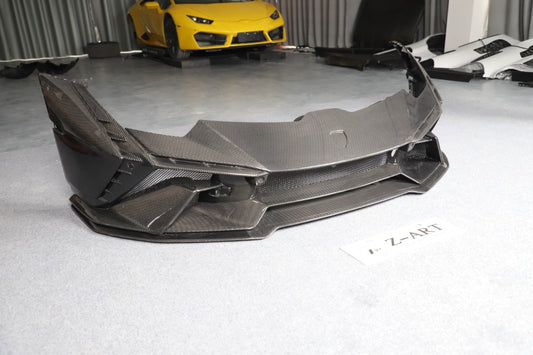 Lamborghini Huracan Tecnica Performante Evo LP610 LP580 2015 2016 2017 2018 2019 2020 2021 2022 2023 2024 with Aftermarket Parts - Tecnica Style Front Bumper Dry Pre-preg Carbon Fiber from Aero Republic