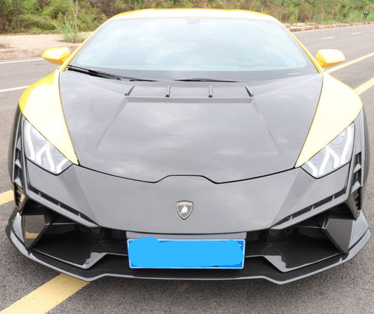 Lamborghini Huracan Tecnica Performante Evo LP610 LP580 2015 2016 2017 2018 2019 2020 2021 2022 2023 2024 with Aftermarket Parts - Tecnica Style Front Lip Dry Pre-preg Carbon Fiber from Aero Republic