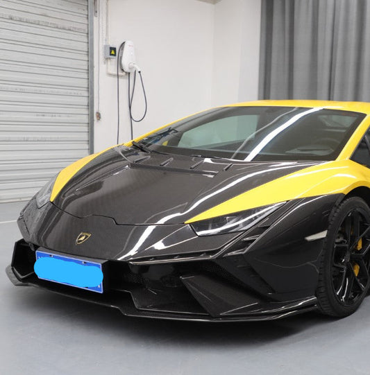Lamborghini Huracan Tecnica Performante Evo LP610 LP580 2015 2016 2017 2018 2019 2020 2021 2022 2023 2024 with Aftermarket Parts - Tecnica Style Front Bumper Dry Pre-preg Carbon Fiber from Aero Republic