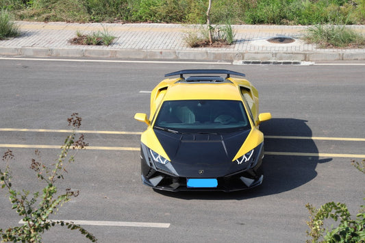 Lamborghini Huracan Tecnica Performante Evo LP610 LP580 2015 2016 2017 2018 2019 2020 2021 2022 2023 2024 with Aftermarket Parts - Tecnica Style Front Bumper Dry Pre-preg Carbon Fiber from Aero Republic