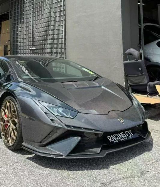 Lamborghini Huracan Tecnica Performante Evo LP610 LP580 2015 2016 2017 2018 2019 2020 2021 2022 2023 2024 with Aftermarket Parts - Tecnica Style Front Bumper Dry Pre-preg Carbon Fiber from Aero Republic