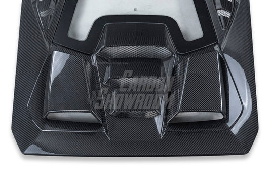 Lamborghini Huracan Tecnica Performante Evo LP610 LP580 2015 2016 2017 2018 2019 2020 2021 2022 2023 2024 with Aftermarket Parts - Tecnica Style Engine Hatch Dry Pre-preg Carbon Fiber from Aero Republic