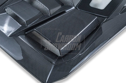Lamborghini Huracan Tecnica Performante Evo LP610 LP580 2015 2016 2017 2018 2019 2020 2021 2022 2023 2024 with Aftermarket Parts - Tecnica Style Engine Hatch Dry Pre-preg Carbon Fiber from Aero Republic
