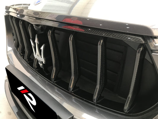 Maserati Levante Base Lusso GranLusso GranSport GT Ultima GTS Modena Tributo Trofeo 2017 2018 2019 2020 2021 2022 2023 2024 with Aftermarket Parts - Vertical & Horizontal Grill Insert Trim Replacement Pre-preg Carbon Fiber from Aero Republic