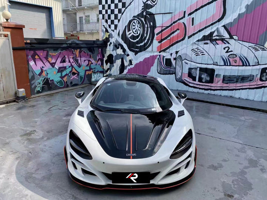 McLaren 720S 2018 2019 2020 2021 2022 2023 & 750S 2023-ON 765LT 2021 2022 with Aftermarket Parts - Man Style Front Bumper & Lip Pre-preg Carbon Fiber / FRP from Aero Republic