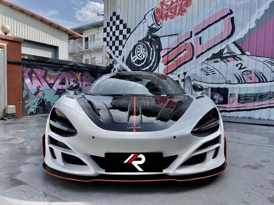 McLaren 720S 2018 2019 2020 2021 2022 2023 & 750S 2023-ON 765LT 2021 2022 with Aftermarket Parts - Man Style Front Bumper & Lip Pre-preg Carbon Fiber / FRP from Aero Republic