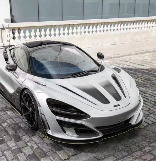 McLaren 720S 2018 2019 2020 2021 2022 2023 & 750S 2023-ON 765LT 2021 2022 with Aftermarket Parts - Man Style Front Bumper & Lip Pre-preg Carbon Fiber / FRP from Aero Republic