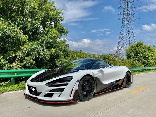 McLaren 720S 2018 2019 2020 2021 2022 2023 & 750S 2023-ON 765LT 2021 2022 with Aftermarket Parts - Man Style Front Bumper & Lip Pre-preg Carbon Fiber / FRP from Aero Republic