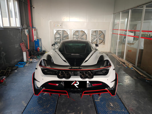 McLaren 720S 2018 2019 2020 2021 2022 2023 with Aftermarket Parts - Man Style Rear Bumper & Diffuser Carbon Fiber / FRP from Aero Republic